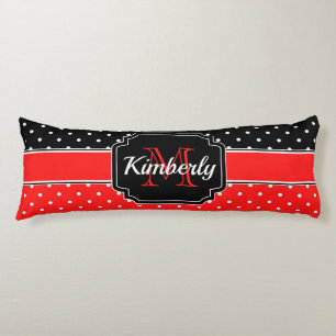 Black & Red Dots Pattern Body Cushion