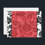 Black/Red Floral Damask Wedding Advice Card<br><div class="desc">These adorable Writable Advice Cards are perfect addition to any Wedding. Simply hand these cards to your guests, along with fine tip Sharpie pens. Your guests can then write down any advice they have for the new bride and groom. These are printed at a 4.25" x 5.6" size on glossy...</div>