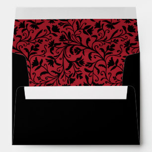 Black Red Floral Goth Wedding Envelope