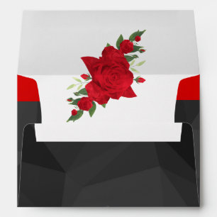 Black Red Floral Gradient Elegant Modern Chic Envelope