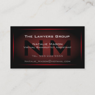 Black & Red Framed Monogram - Business Card