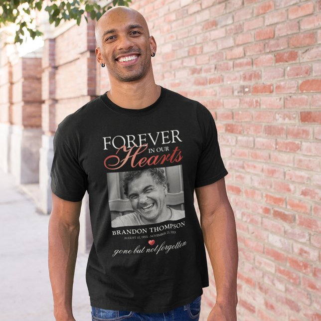 Black Red Funeral Photo Memorial T-Shirt (Creator Uploaded)