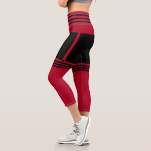 Black Red Funny Capri Leggings