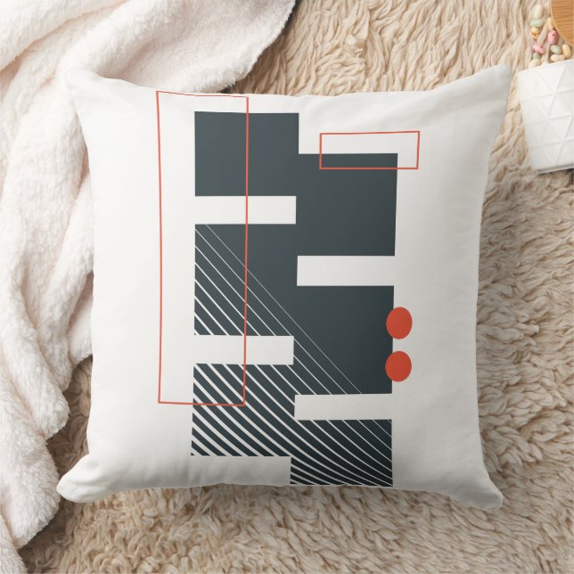  Black Red Geometric Abstract Cushion (Blanket)