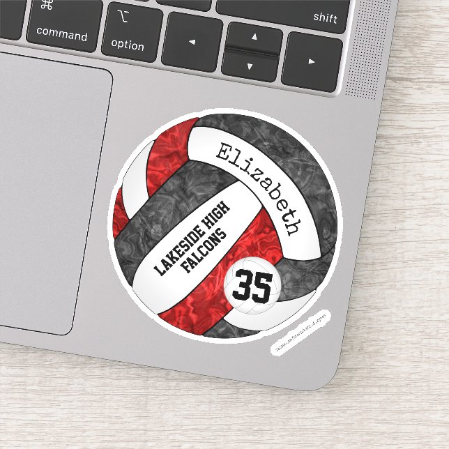 black red girls volleyball w school mascot name (Detail)