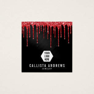 Black Red Glitter Drips Logo Earring Display Card