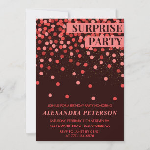 Black Red Glitter Surprise birthday 92nd birthday Invitation