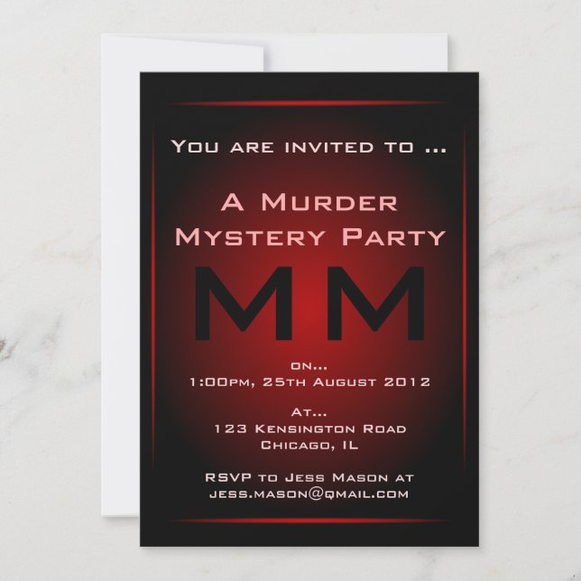 Black & Red Glow Murder Mystery Party Invitation (Front)