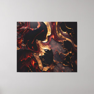 Black Red & Gold Abstract Canvas Print