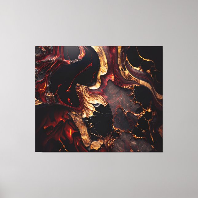 Black Red & Gold Abstract Canvas Print (Front)
