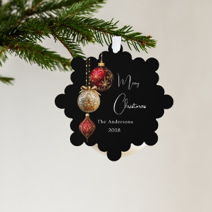Black red gold baubles Christmas decor Tree Decoration Card