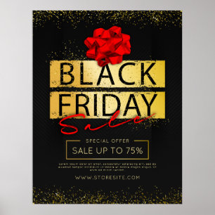 Black Red & Gold Black Friday Retail Sale Ad Poster
