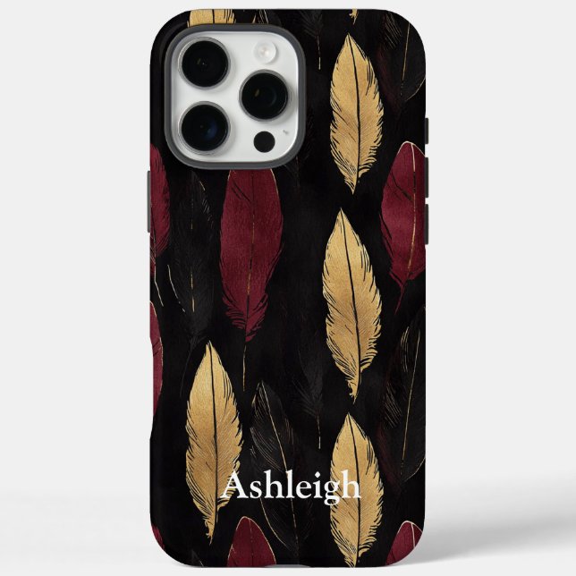 Black Red Gold Feathers   Case-Mate iPhone Case (Back)