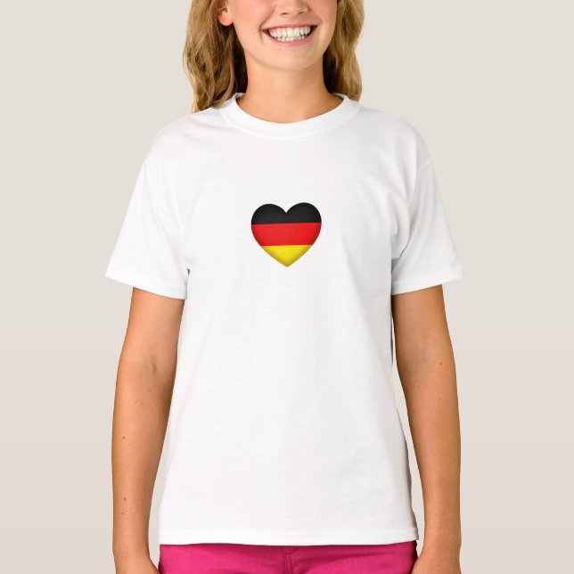 Black Red Gold  Flag Colours Heart German Pride T-Shirt (Front)