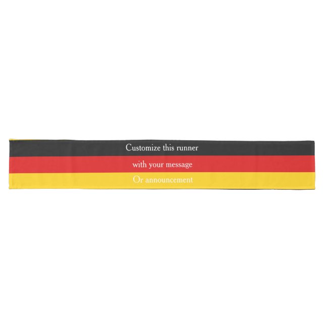 Black Red Gold German Flag Colours Personalised Long Table Runner (Horizontal)