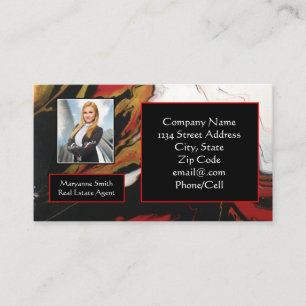 Black Red Gold Photo (double sided) Business Card