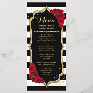 Black Red Gold White Menu Card