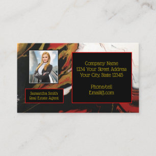 Black Red Gold with Photo (double sided) Business Card