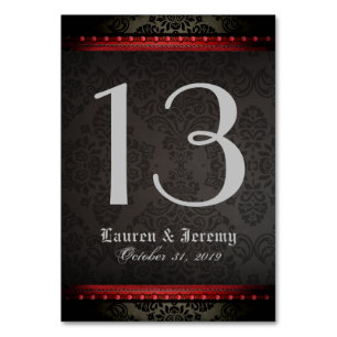 Black & Red Gothic Matching Wedding Table Cards