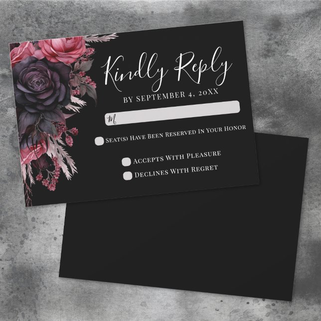 Black Red Gothic Wedding RSVP Card (Black Red Gothic Wedding RSVP Card )