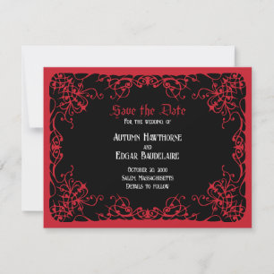 Black Red Gothic Wedding Save The Date