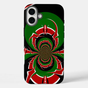 BLACK RED GREEN GRAPHICS DESIGN ART iPhone 16 PLUS CASE