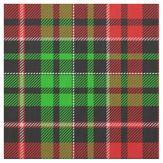 Black Red Green Plaid Tartan Design  Fabric (Close Up)