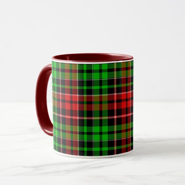 Black Red Green Plaid Tartan Design  Mug (Front Left)