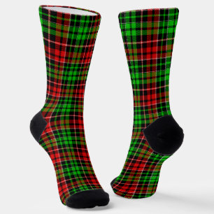 Black Red Green Plaid Tartan Design Socks