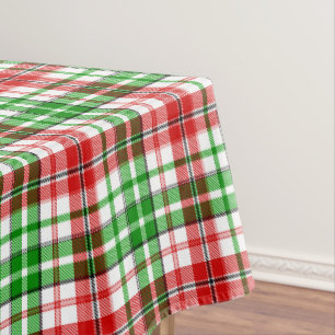 Black Red Green Plaid Tartan Design  Tablecloth