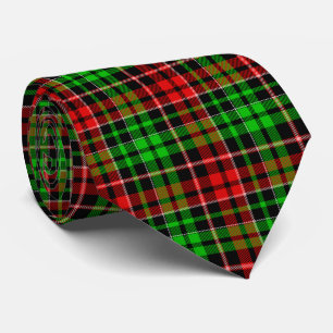 Black Red Green Plaid Tartan Design  Tie
