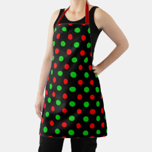 Black Red Green Polka Dots Design  Apron
