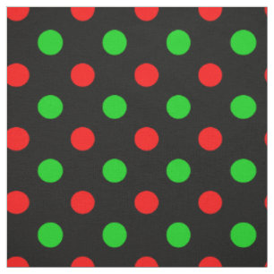 Black Red Green Polka Dots Design Fabric