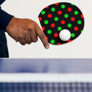 Black Red Green Polka Dots Design Ping Pong Paddle