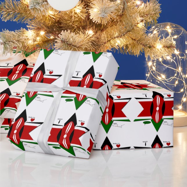 Black Red Green Star Kenya Safari Wrapping Paper (Holidays)