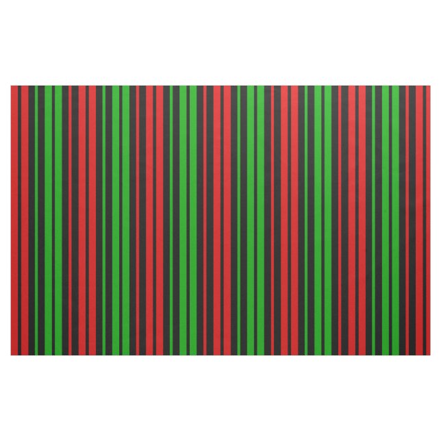 Black Red Green Stripes Pattern   Fabric (Fat Quarter)