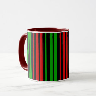 Black Red Green Stripes Pattern   Mug