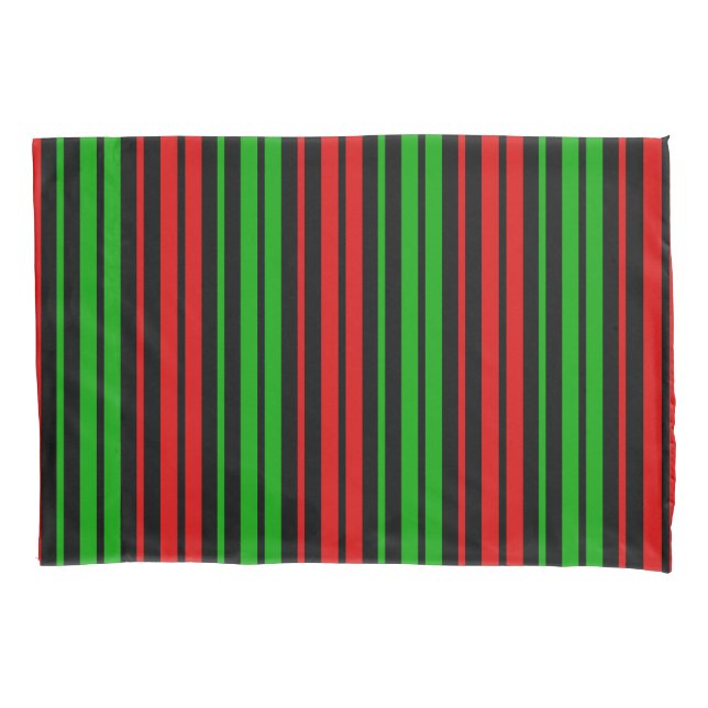 Black Red Green Stripes Pattern   Pillowcase (Front)