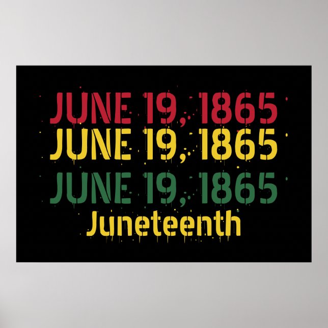 Black Red Green Yellow June 19 1865 Juneteenth Poster (Front)
