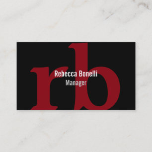 Black Red Grey Monogram Manager Business Card