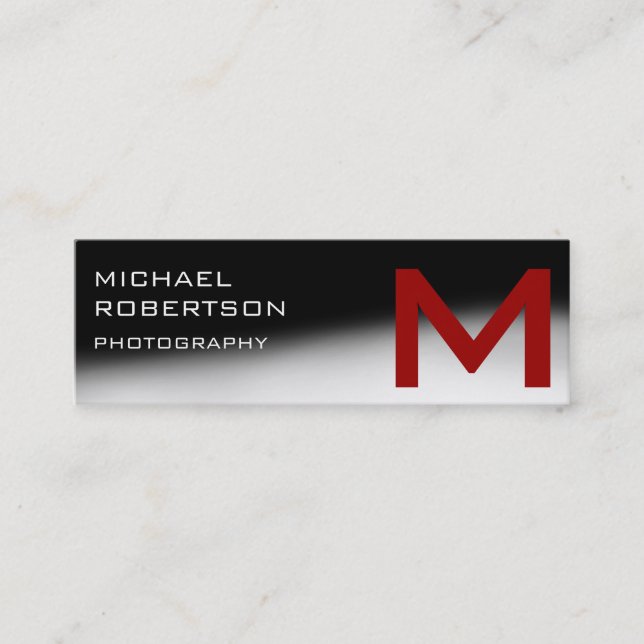 Black Red Grey Monogram Photographer Business Card (Front)