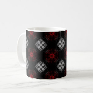 Black Red Grey Patterned Mug