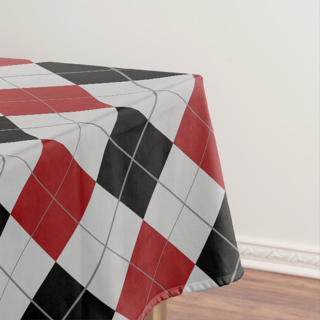 Black Red & Grey Plaid Checked - Tablecloth (In Situ)