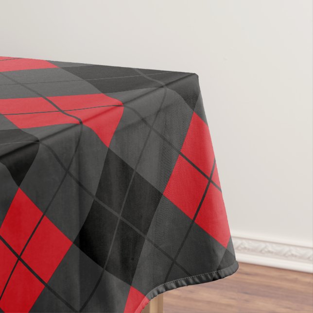Black, Red & Grey Plaid Checked - Tablecloth (In Situ)