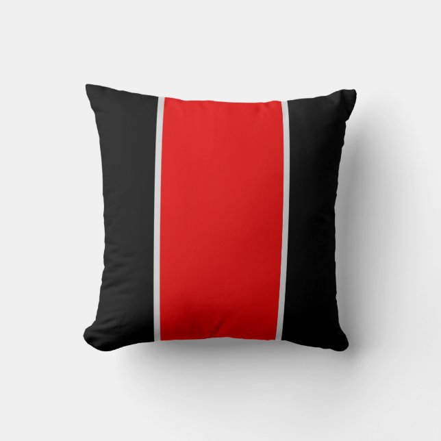 Black Red Grey Throw Pillow (Front)