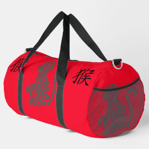 Black, Red, Grey, Year of Monkey Chinese Zodiac   Duffle Bag