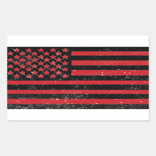 Black red grunge American flag Rectangular Sticker