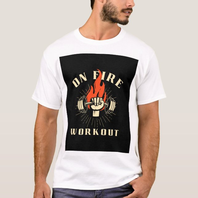 Black & Red Grunge Fitness T-Shirt – workout style (Front)