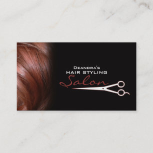 Black Red Hair Salon Appointment Business Card