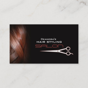 Black Red Hair Salon Appointment Business Card